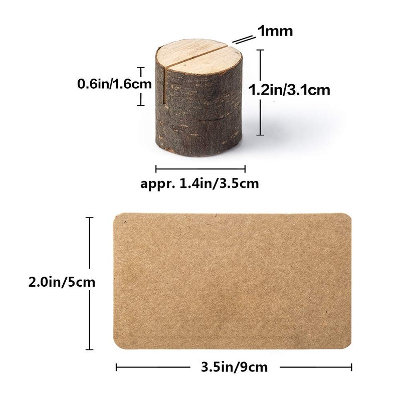 Jofefe 12Pcs Mini Wood Place Card Holders and 24Pcs Kraft Place Cards, Rustic Table Number Holders, Food Labels for Party Buffet, Name Card Photo Picture Holders for Harvest Fall Thanksgiving Wedding Birthday Party - Image 3